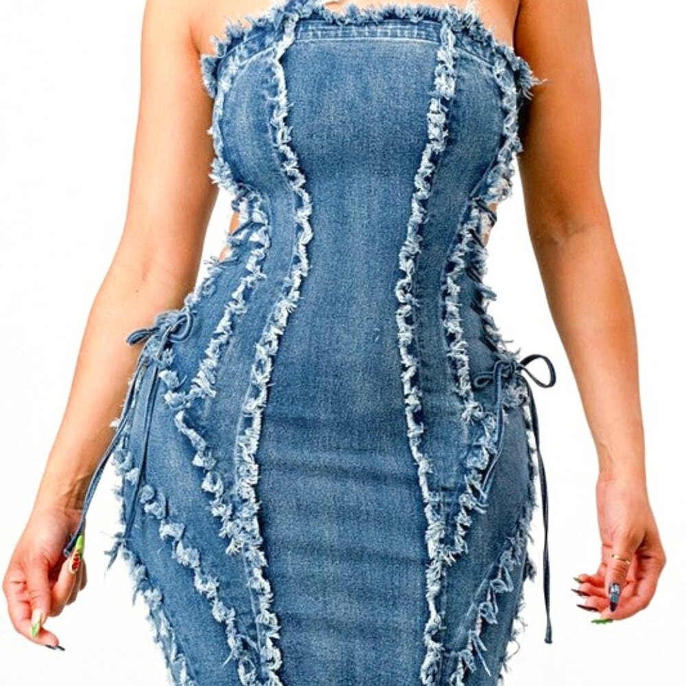 Distressed Denim Mini Dress